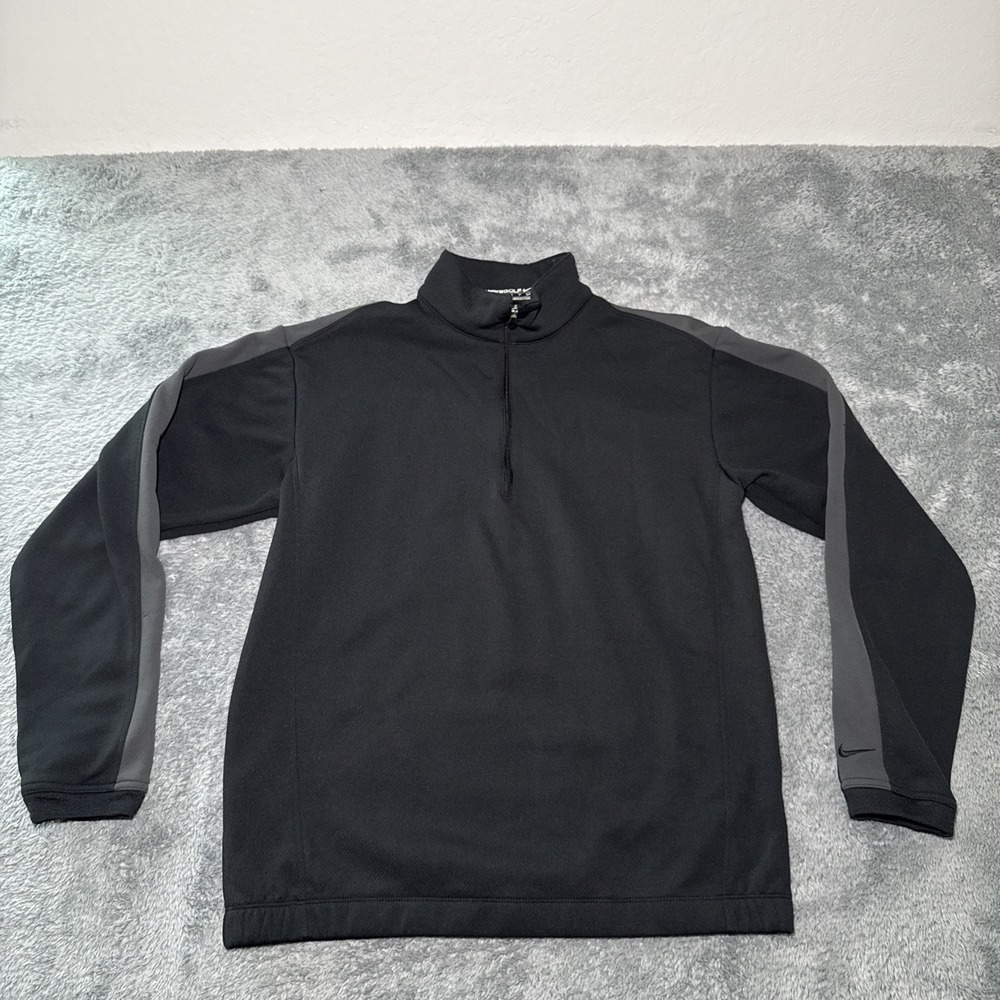 Nike Golf Fit Therma 1/4 Zip Sweater Black & Grey Mens SZ Small Long Sleeve